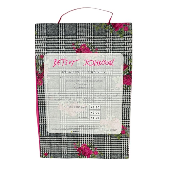 Betsey Johnson Reading Glasses, Black, Gray, Strength +2.00 - Picture 2 of 4